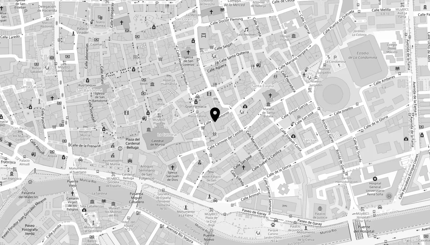 Mapa con la oficina de Adine Asesoría en la calle San Antonio de Murcia